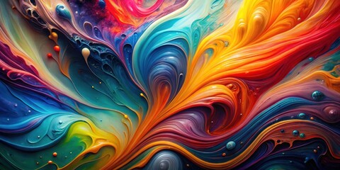 Abstract colorful background of fluid art, paints mixing to create a modern art masterpiece, fluid art, abstract