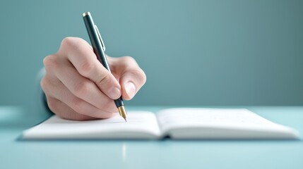 A person writing in a journal, their pen flowing across the page as they reflect on their thoughts, feelings, and personal journey.