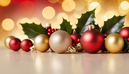 A warm, festive background showcasing a subtle golden gradient with faint bokeh light effects that mimic the glow of Christmas lights