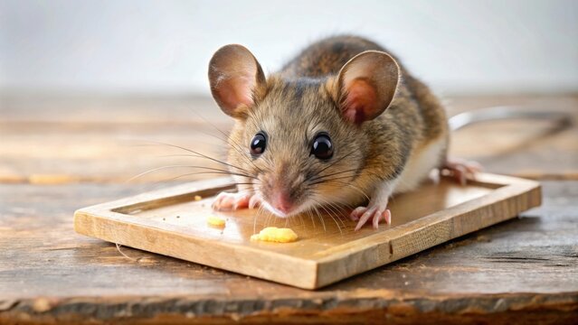 A close-up of a distressed little mouse stuck on a glue trap , helpless, trapped, mouse, rodent, small