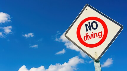 Obraz premium Swimming pool warning sign placed near the edge of a pool, emphasizing safety and caution for swimmers, ensuring a secure aquatic environment. 