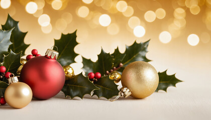 A warm, festive background showcasing a subtle golden gradient with faint bokeh light effects that mimic the glow of Christmas lights