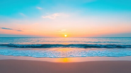 Obraz premium The ocean is calm and the sky is a beautiful shade of blue