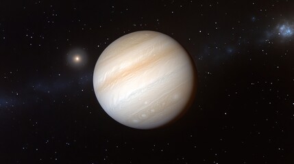 Venus, the second planet from the Sun, glowing brightly against the vast expanse of space, symbolizing the beauty and mystery of celestial bodies.
