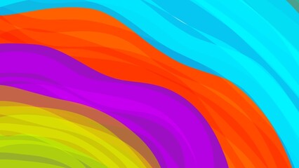 A bold and colorful abstract artwork featuring flowing rainbow waves in blue, orange, purple, and green hues, perfect for modern graphic design or creative projects.  
