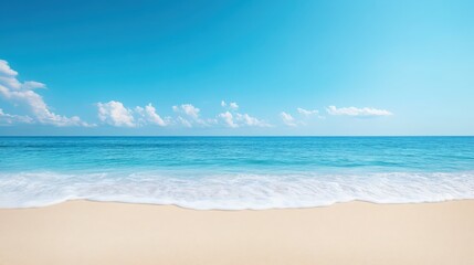 A beautiful blue ocean with a white sandy beach