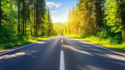 Fototapeta premium Empty express lane on highway during off-peak hours, symbolizing efficiency and opportunity in a calm, uncluttered environment.