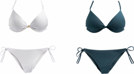 Stylish Two Piece Swimsuits White Teal Bikini Set Summer Fashion