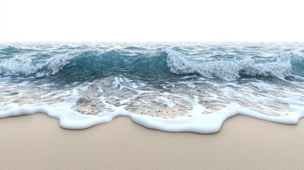Obraz premium 3d rendering of gentle sea waves on the beach isolated on white background. The image has a 1/1 aspect ratio, leaving plenty of white space above 