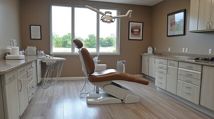 Modern dental office with equipment and comfortable patient chair