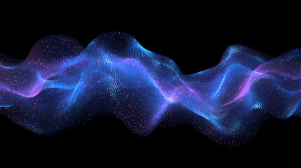 Stylized digital wave of glowing blue energy with ethereal cosmic illumination. Whirling Cosmic Galaxy. Illustration