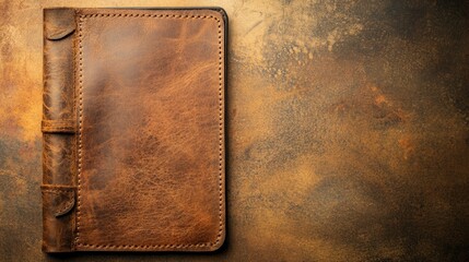 Vintage leather notebook on a textured background
