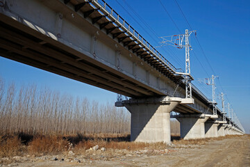Elevated concrete bridge structure