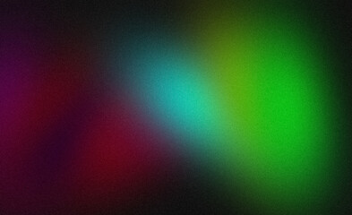 Green red blue dark glowing color gradient grainy background. Abstract smooth vibrant colors flow, bright color spot, noisy gradient texture, website header design, backdrop