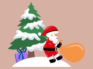 Santa Claus Christmas Tree Illustration