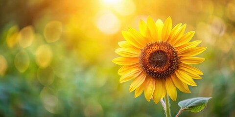 Obraz premium Closeup of a small sunflower with soft focus, sunflower, closeup, soft focus, yellow, petals, nature, garden, plant, bloom