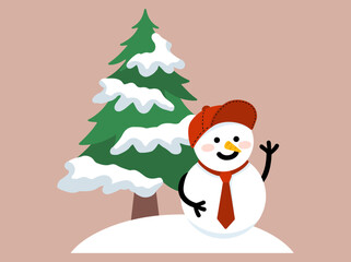 Christmas Tree Snowman Background Illustration