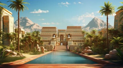 A mysterious ancient Egyptian scenery. 4k animated video