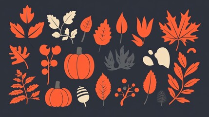 Autumn Vector Elements for Dynamic Design
