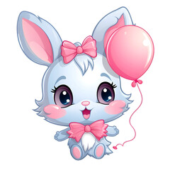 Cute little rabbit cartoon transparent background PNG
