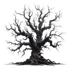 Tree silhouette vector with branches and leaves isolated on a white background featuring a nature-inspired illustration for seasonal design