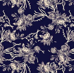 Seamless Pattern with Cute Daisy Flowers and Pansies. Feminine Texture in Country Style for Cloth, Textile, Wallpaper.