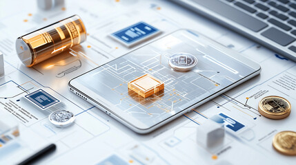 digital tablet displaying cryptocurrency and financial data analysis