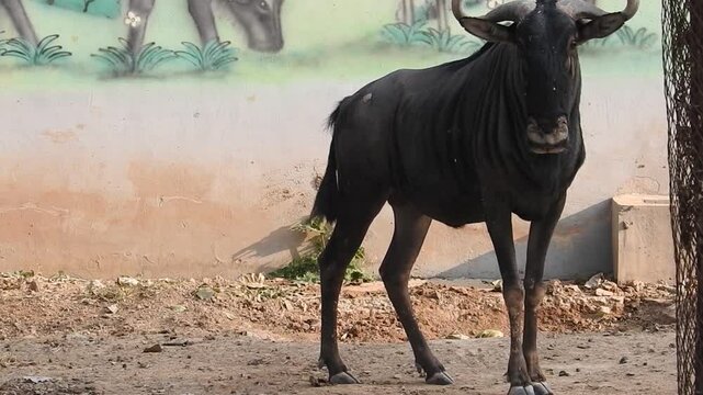 Live action footage of African blue wildebeest