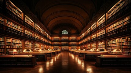 Fototapeta premium Grandiose Library: A Haven of Knowledge and Enlightenment