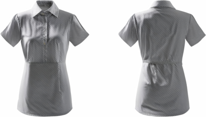 Women s Striped Shirt Short Sleeve Button Down Front Back View Fashion Apparel Clothing