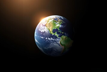 Fototapeta premium Rim Lit Earth A sidelight creates a rim of light around the eart