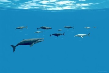 Obraz premium Whale Migration Through the Ocean Illustrating the long distance