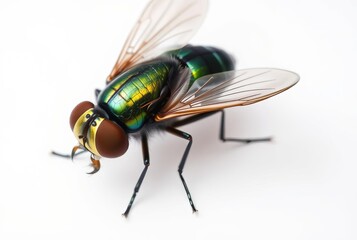 Fototapeta premium _. Metallic-Colored Fly A photograph of a fly (family Syrphidae)