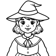 girl in witch costume illustration
