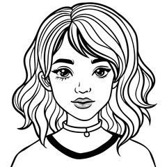  girl with hair highlights illustration