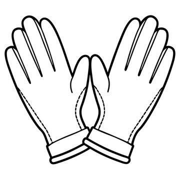 black and white gloves clip art preview