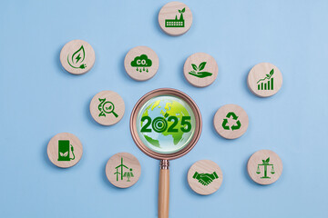 ESG 2025 concept of environmental, social and governance. Sustainable corporation development,...