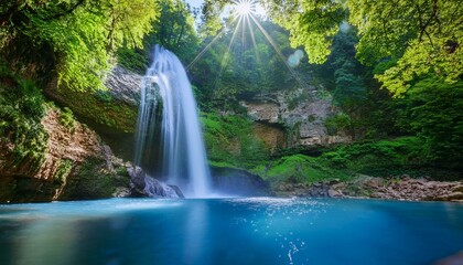 Fototapeta premium The waterfall is a testament to nature's power. 