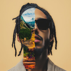 Portrait with Dreadlocks and Natural Layers Against a Yellow Background