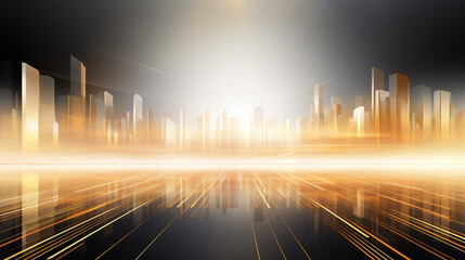 Smart city with golden view cityscape.