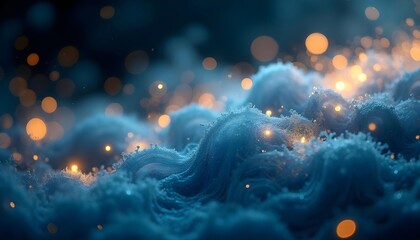 Bright blue and cyan energy tendrils intertwine, pulsate and glow on a dark background