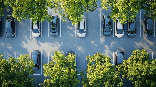 Aerial Drone View Showcasing Private Investment Accelerating the Development of Electric Vehicle Charging Infrastructure and Sustainable Energy Solutions within an Urban Landscape