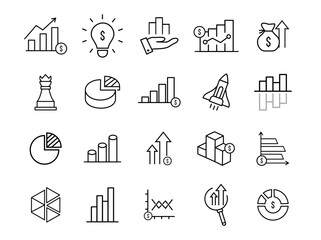 Icons traffic for business, analytics traffic chart arrow bussiness icon set 