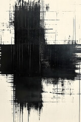 Fototapeta premium Abstract Black and White Canvas Painting