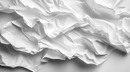 Obraz premium Crinkled white paper, wrinkled and draped.