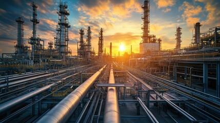 Refinery sunset landscape.