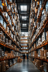 Warehouse Interior, Industrial Storage,  Realistic Image