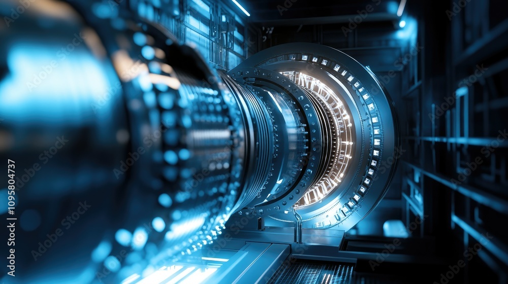 Poster The turbine generator system linked to a small modular reactor (SMR), efficiently converting steam into electricity in a clean energy plant