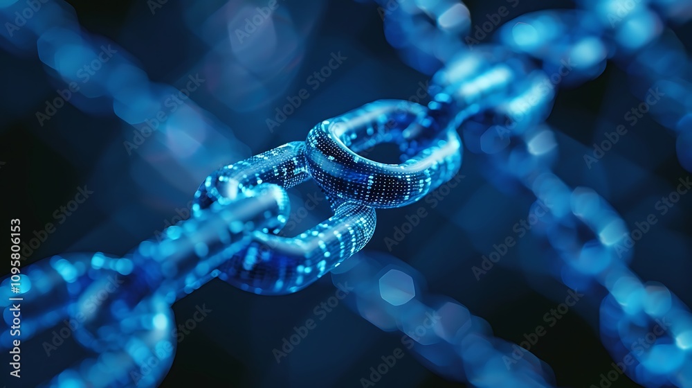  abstract image representing blockchain technology, emphasizing data security and digital connections