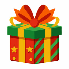 Christmas gift box vector illustration design, Vector outline ,Line art Isolated on a white background